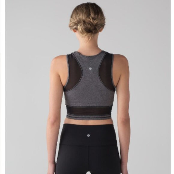 Lululemon Keep It Cropped Tank Gray and Black Activewear Workout Mesh Size 6 NWT - Picture 1 of 15